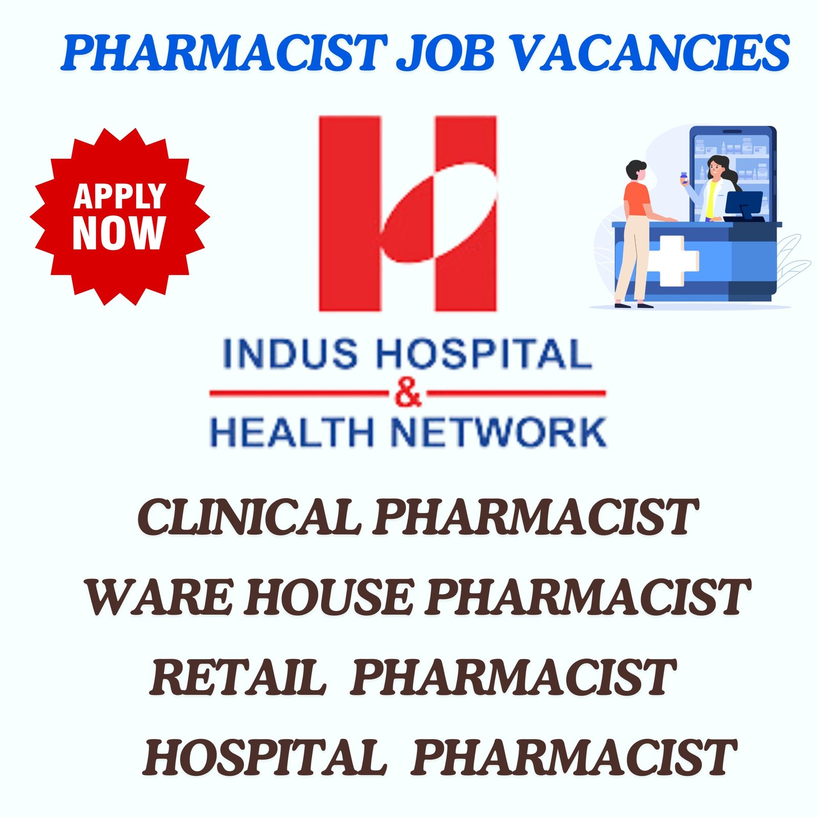 Indus hospital pharmacist vacnay