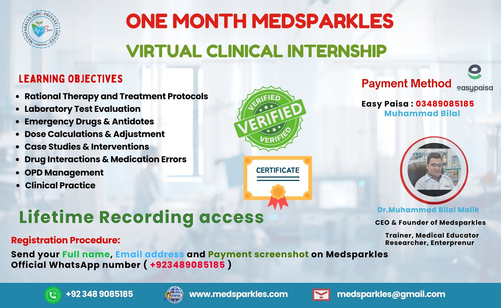 Medsparkles One Month Clinical Virtual Internship